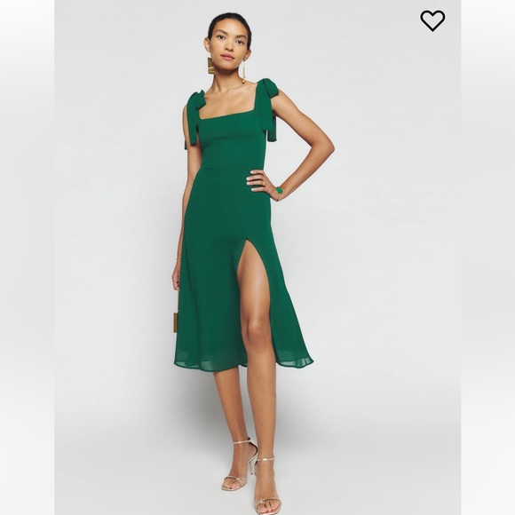 Reformation Twilight Dress in Emerald - Picture 1 of 7